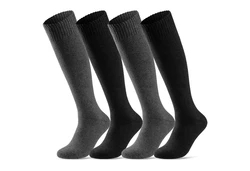 sockenkauf24 Kniestrümpfe 4 Paar Herren Thermostrümpfe mit Innenfrottee Winterstrümpfe (22350) Anthrazit/Schwarz (22350)