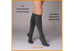 sockenkauf24 Kniestrümpfe 4 Paar Herren Thermostrümpfe mit Innenfrottee Winterstrümpfe (22350) Anthrazit/Schwarz (22350)