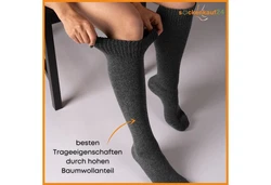 sockenkauf24 Kniestrümpfe 4 Paar Herren Thermostrümpfe mit Innenfrottee Winterstrümpfe (22350) Anthrazit/Schwarz (22350)