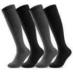 sockenkauf24 Kniestrümpfe 4 Paar Herren Thermostrümpfe mit Innenfrottee Winterstrümpfe (22350) Anthrazit/Schwarz (22350)