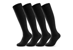 sockenkauf24 Kniestrümpfe 4 Paar Herren Thermostrümpfe mit Innenfrottee Winterstrümpfe (22350) Schwarz (22350)