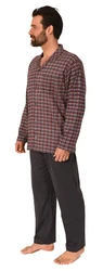 Normann Pyjama Herren Schlafanzug zum Durchknöpfen Dunkelrot/Rot/Bordeaux/Braun