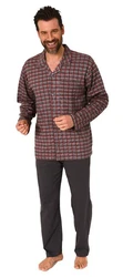 Normann Pyjama Herren Schlafanzug zum Durchknöpfen Dunkelrot/Rot/Bordeaux/Braun