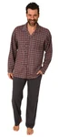 Normann Pyjama Herren Schlafanzug zum Durchknöpfen Dunkelrot/Rot/Bordeaux/Braun
