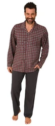 Normann Pyjama Herren Schlafanzug zum Durchknöpfen Dunkelrot/Rot/Bordeaux/Braun