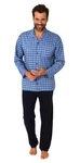 Normann Pyjama Herren Schlafanzug zum Durchknöpfen Dunkelblau/Hellblau/Blau/Lila