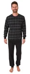 Normann Pyjama Herren Schlafanzug mit Bündchen Karo Optik Schwarz/Gelb/Lila/Rot/Grau