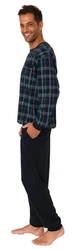 Normann Pyjama Herren Schlafanzug mit Bündchen Karo Optik Blau/Rot/Dunkelblau/Hellblau