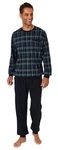 Normann Pyjama Herren Schlafanzug mit Bündchen Karo Optik Blau/Rot/Dunkelblau/Hellblau