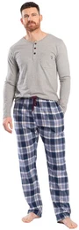 Schlafanzug modischer Herren Schlafanzug (2 tlg) Hose Flanell Qualitt