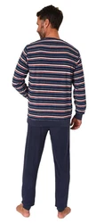 Normann Pyjama Herren langarm Frottee Schlafanzug Dunkelblau/Hellblau/Rot/Mischfarben