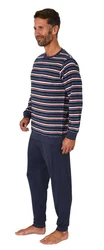 Normann Pyjama Herren langarm Frottee Schlafanzug Dunkelblau/Hellblau/Rot/Mischfarben