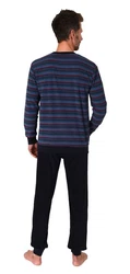 Normann Pyjama Herren langarm Frottee Schlafanzug Dunkelblau/Rot/Lila/Blau