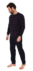Normann Pyjama Herren langarm Frottee Schlafanzug Dunkelrot/Rot/Dunkelblau/Bordeaux/Grau/Schwarz/Rosa