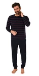 Normann Pyjama Herren langarm Frottee Schlafanzug Dunkelrot/Rot/Dunkelblau/Bordeaux/Grau/Schwarz/Rosa
