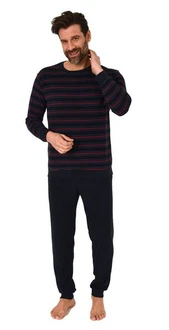 Normann Pyjama Herren langarm Frottee Schlafanzug Dunkelrot/Rot/Dunkelblau/Bordeaux/Grau/Schwarz/Rosa