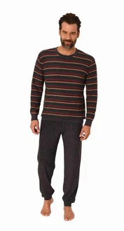 Normann Pyjama Herren langarm Frottee Schlafanzug Rot/Dunkelrot/Bordeaux/Braun