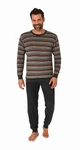Normann Pyjama Herren langarm Frottee Schlafanzug Rot/Bordeaux/Mischfarben/Dunkelrot/Braun