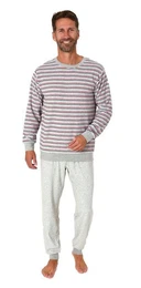 Pyjama Herren langarm Frottee Schlafanzug mit Bndchen - auch in bergren