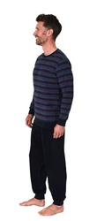 Normann Pyjama Herren langarm Frottee Schlafanzug Dunkelblau/Rot/Lila/Bordeaux