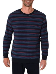 Normann Pyjama Herren langarm Frottee Schlafanzug Dunkelblau/Rot/Lila/Bordeaux