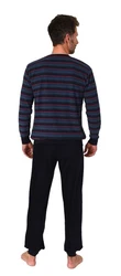 Normann Pyjama Herren langarm Frottee Schlafanzug Dunkelblau/Rot/Lila/Bordeaux