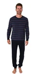 Normann Pyjama Herren langarm Frottee Schlafanzug Dunkelblau/Rot/Lila/Bordeaux
