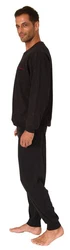 Normann Pyjama Herren Pyjama mit Minimalprint Schwarz/Dunkelblau/Dunkelbraun