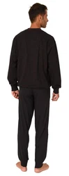 Normann Pyjama Herren Pyjama mit Minimalprint Schwarz/Dunkelblau/Dunkelbraun