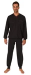 Normann Pyjama Herren Pyjama mit Minimalprint Schwarz/Dunkelblau/Dunkelbraun