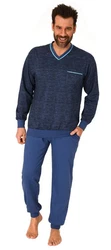 Normann Pyjama Herren Pyjama mit Minimalprint Blau/Dunkelblau