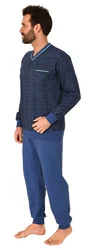 Normann Pyjama Herren Pyjama mit Minimalprint Blau/Dunkelblau