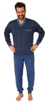 Normann Pyjama Herren Pyjama mit Minimalprint Blau/Dunkelblau