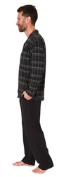 Normann Pyjama Herren Schlafanzug Grau/Schwarz/Dunkelgrau