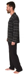 Normann Pyjama Herren Schlafanzug Grau/Schwarz/Dunkelgrau