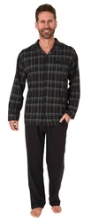 Normann Pyjama Herren Schlafanzug Grau/Schwarz/Dunkelgrau