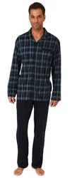 Normann Pyjama Herren Schlafanzug Blau/Rot