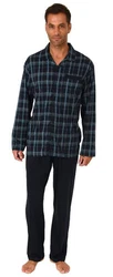 Normann Pyjama Herren Schlafanzug Blau/Rot