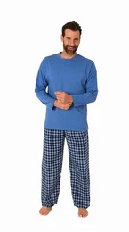 Pyjama Herren Schlafanzug lang Pyjama Set mit karierter Flanell Hose