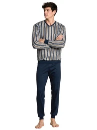Pyjama Herren Bndchenpyjama 42965 blau (1 Stck, 1 tlg., 1 Stck)