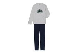 Lacoste Pyjama Schlafanzug Pyjama-Set lang mit Samt-Logo Grau/Silber/Dunkelgrau/Hellgrau/Dunkelblau/Braun