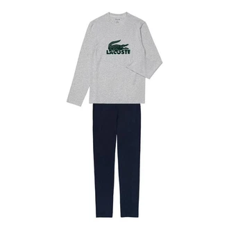 Lacoste Pyjama Schlafanzug Pyjama-Set lang mit Samt-Logo