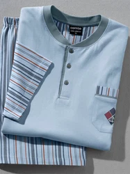 Comte Schlafanzug Shorty Hellblau/Blau/Grau