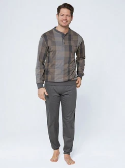 Normann Schlafanzug Grau/Hellgrau/Khaki/Braun Normann Schlafanzug Grau/Hellgrau/Khaki/Braun