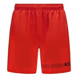 Badeshorts Dolphin mit umlaufendem Markenschriftzug auf dem linken Bein