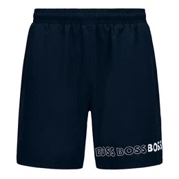Badeshorts Dolphin mit umlaufendem Markenschriftzug auf dem linken Bein