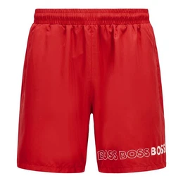 Badeshorts Dolphin mit umlaufendem Markenschriftzug auf dem linken Bein