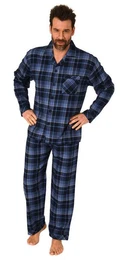 Pyjama Durchgeknpfter Herren Flanell Schlafanzug langarm, Pyjama kariert
