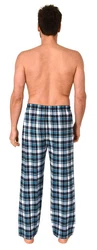 Normann Pyjama Herren Flanell Schlafanzug Hose Hellblau/Blau