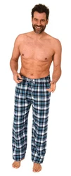 Normann Pyjama Herren Flanell Schlafanzug Hose Hellblau/Blau